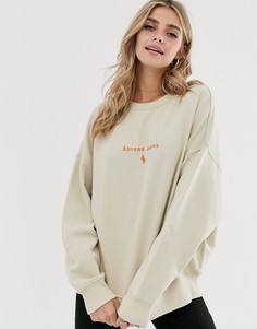 Oversize-свитшот с вышитым логотипом Abrand-Белый