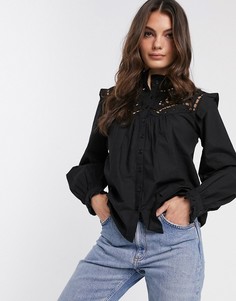 Хлопковая рубашка с длинными рукавами ASOS DESIGN-Черный