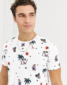 Белая футболка с новогодним принтом Jack & Jones Originals-Белый