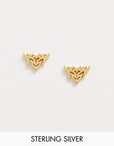 Серебряные позолоченные серьги-гвоздики ASOS DESIGN-Золотой