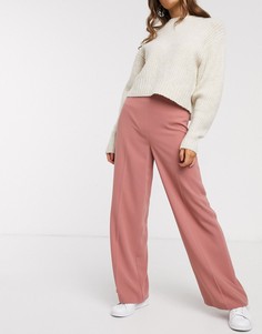 Брюки с широкими штанинами и завышенной талией ASOS DESIGN-Розовый