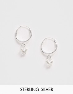 Серебряные серьги-кольца с бабочкой ASOS DESIGN-Серебряный