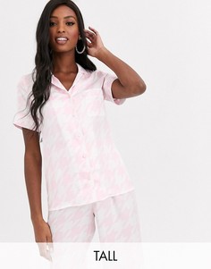 Топ от пижамы с узором \"гусиная лапка\" Missguided Tall-Розовый