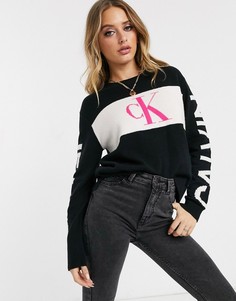 Вязаный джемпер с логотипом Calvin Klein Jeans-Черный