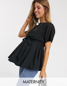 Черный топ с завязкой и рукавами \"летучая мышь\" New Look Maternity
