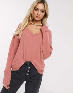 Свободный топ с длинными рукавами Hollister-Розовый