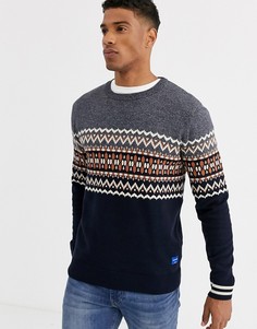 Темно-синий вязаный джемпер с узором Фэйр-Айл Jack & Jones Originals