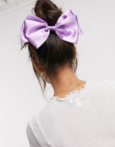 Заколка для волос с атласным бантом лавандового цвета ASOS DESIGN-Фиолетовый