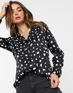 Свободная атласная рубашка с длинными рукавами и принтом ASOS DESIGN-Мульти