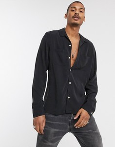 Черная мягкая рубашка с отложным воротником AllSaints-Черный