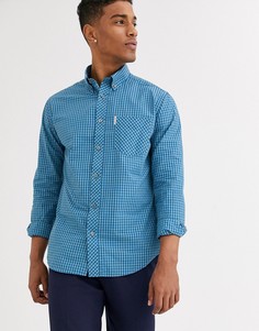 Приталенная рубашка в клеточку Ben Sherman-Синий