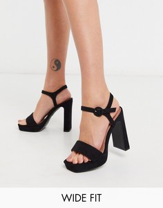 Черные босоножки на платформе для широкой стопы Topshop-Черный