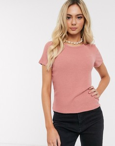 Футболка в рубчик с круглым вырезом Hollister-Розовый