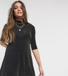 Черное платье-туника с высоким воротником New Look Petite-Черный