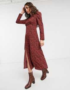 Красное платье миди с разрезом Topshop-Красный