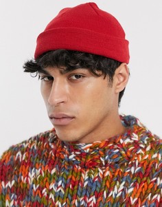 Ярко-красная шапка-бини ASOS DESIGN-Красный