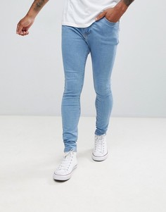 Голубые супероблегающие джинсы Bershka-Синий