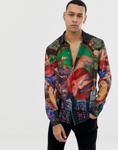 Рубашка с длинными рукавами и принтом Jaded London-Синий