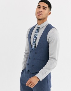 Приталенный твидовый жилет с добавлением шерсти Gianni Feraud Winter Wedding-Синий