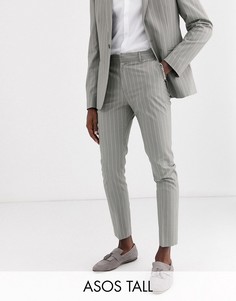 Серые брюки скинни в тонкую полоску ASOS DESIGN Tall-Серый