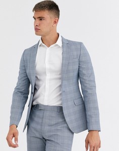 Супероблегающий пиджак с узором \"гусиная лапка\" ASOS DESIGN-Синий