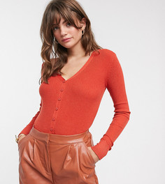 Топ в рубчик с глубоким вырезом и пуговицами Glamorous-Оранжевый