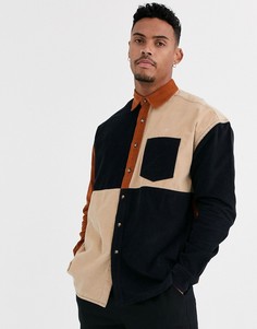Вельветовая oversize-рубашка в стиле 90-х со вставками ASOS DESIGN-Мульти