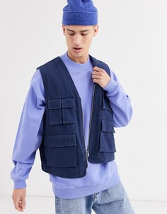Темно-синий жилет в стиле милитари ASOS DESIGN