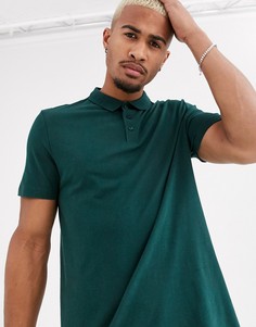 Зеленое длинное поло из органического хлопка ASOS DESIGN-Зеленый