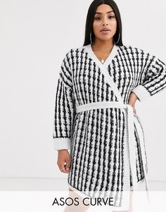 Платье-кардиган в клетку с запахом ASOS DESIGN Curve-Мульти