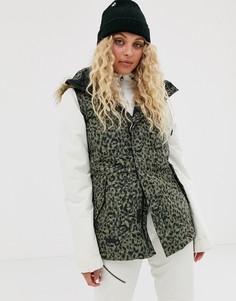 Утепленная куртка цвета хаки с леопардовым принтом Volcom-Серый
