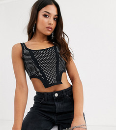 Черный топ-корсет со стразами ASOS DESIGN Petite