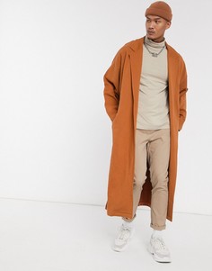 Коричневое трикотажное легкое oversize-пальто ASOS DESIGN-Коричневый