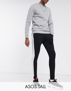 Супероблегающие джоггеры с полосками по бокам ASOS DESIGN Tall-Черный