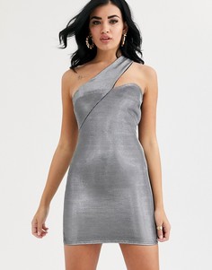 Асимметричное платье мини на одно плечо ASOS DESIGN-Серебряный