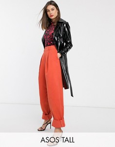 Широкие брюки с отворотами ASOS DESIGN Tall-Красный
