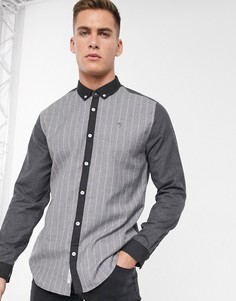 Серая рубашка в тонкую полоску с длинными рукавами River Island-Серый