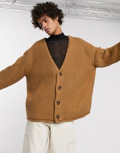 Oversize-кардиган из плотного материала ASOS DESIGN-Светло-коричневый