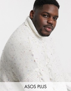 Белая водолазка крупной вязки в крапинку ASOS DESIGN Plus-Бежевый