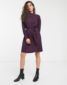 Платье в горошек с поясом Only-Темно-синий