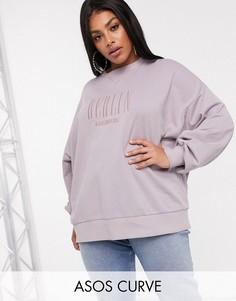Oversize-свитшот с вышивкой \"Berlin\" ASOS DESIGN Curve-Зеленый