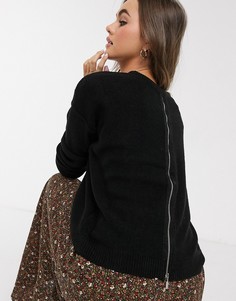 Черный джемпер с глубоким вырезом и молнией на спине Brave Soul