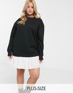 Черное трикотажное платье со вставкой Missguided Plus-Мульти