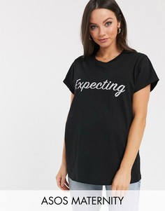 Футболка с блестками ASOS DESIGN Maternity-Белый