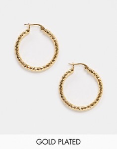 Позолоченные фактурные серьги-кольца диаметром 30 мм ASOS DESIGN-Золотой