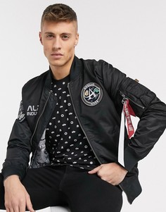 Нейлоновая двусторонняя куртка‑авиатор в стиле MA-1 от Alpha Industries-Черный