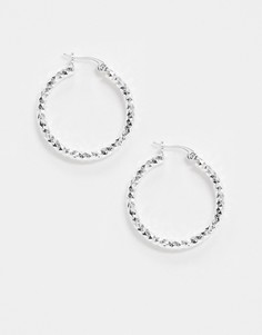 Фактурные серьги-кольца диаметром 30 мм с покрытием серебром ASOS DESIGN-Серебряный