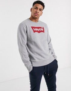 Серый меланжевый свитшот с логотипом и круглым вырезом Levis Levis®