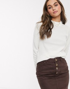 Джемпер цвета слоновой кости с объемными рукавами Brave Soul-Белый