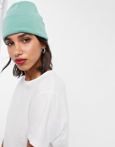 Зеленая шапка-бини с отворотом ASOS DESIGN-Зеленый